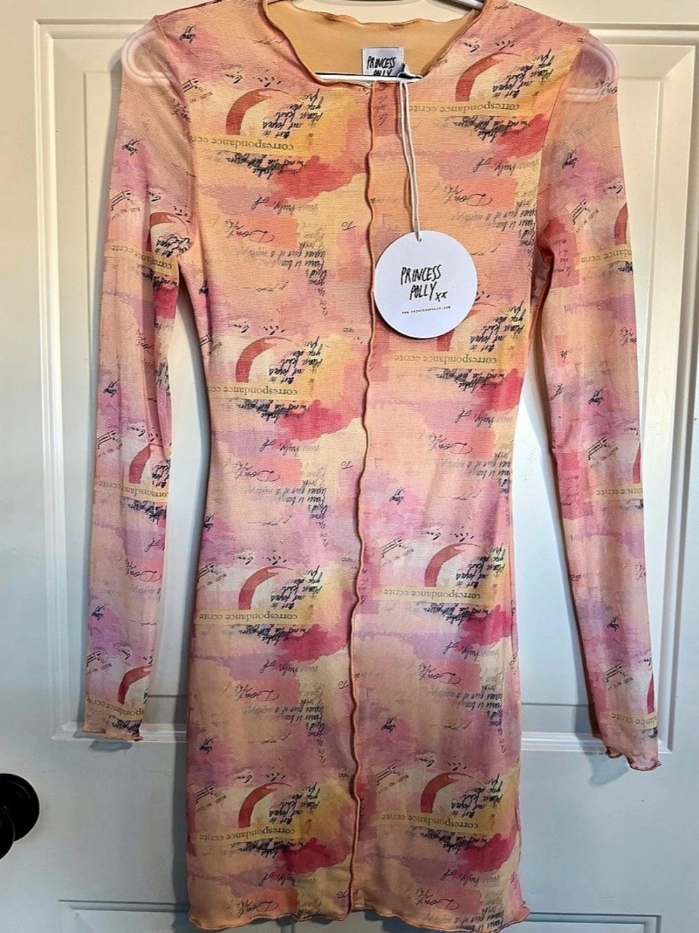 NWT Princess Polly Bellamy Mini Dress Pink Orange Size 4